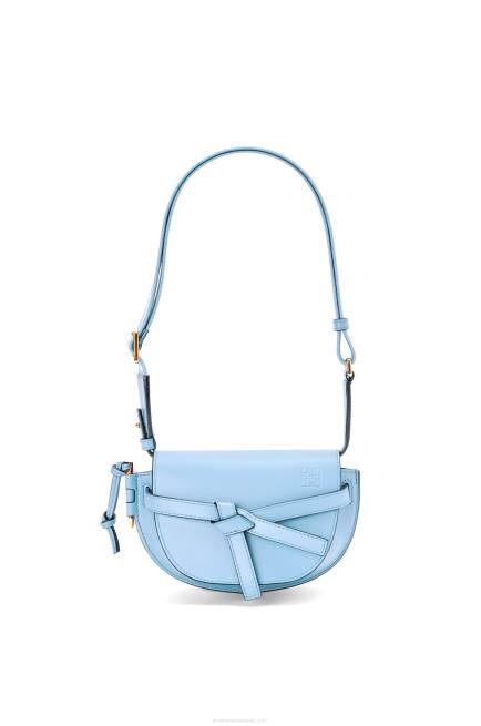 Dusty Blue Mini Gate Dual bag in soft calfskin and jacquard Loewe 84PR194 Women