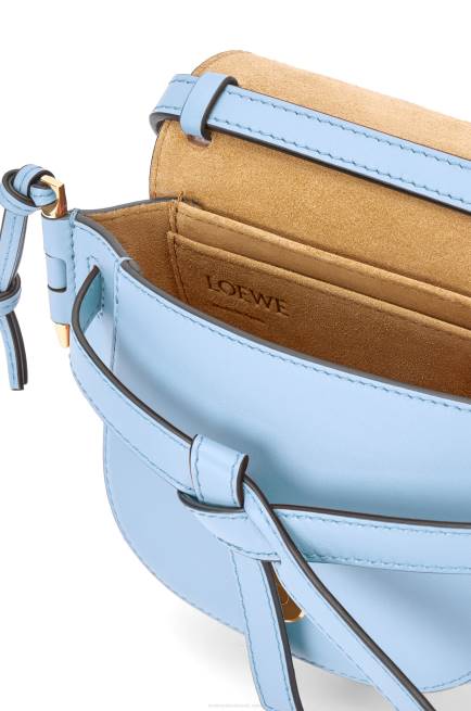 Dusty Blue Mini Gate Dual bag in soft calfskin and jacquard Loewe 84PR194 Women