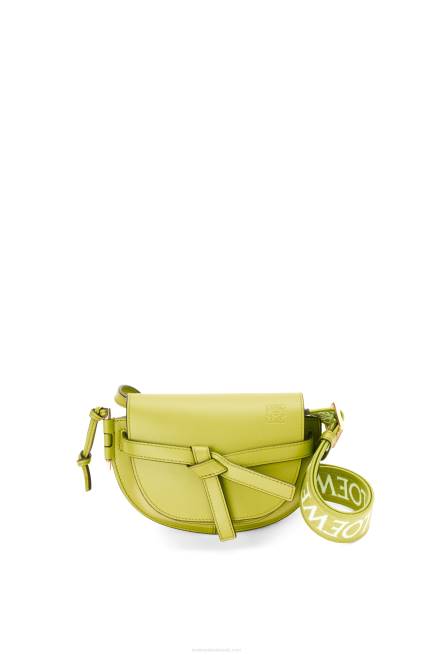 Lime Yellow Mini Gate Dual bag in soft calfskin and jacquard Loewe 84PR210 Women