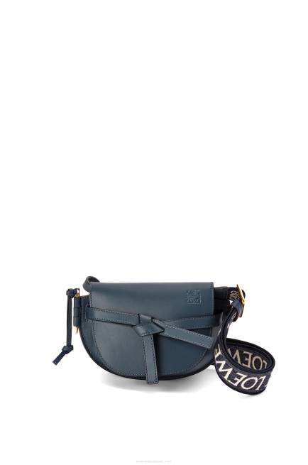 Onyx Blue Mini Gate Dual bag in soft calfskin and jacquard Loewe 84PR268 Women