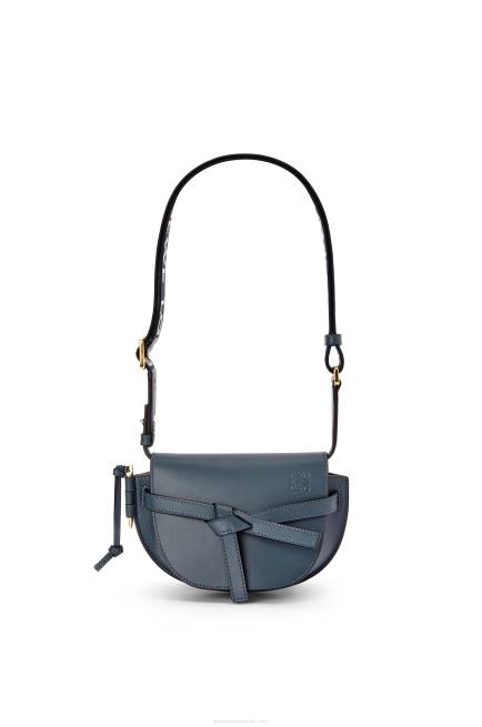 Onyx Blue Mini Gate Dual bag in soft calfskin and jacquard Loewe 84PR268 Women