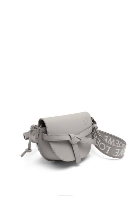 Pearl Grey Mini Gate Dual bag in soft calfskin and jacquard Loewe 84PR195 Women