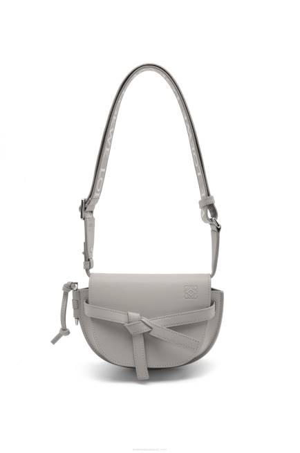 Pearl Grey Mini Gate Dual bag in soft calfskin and jacquard Loewe 84PR195 Women