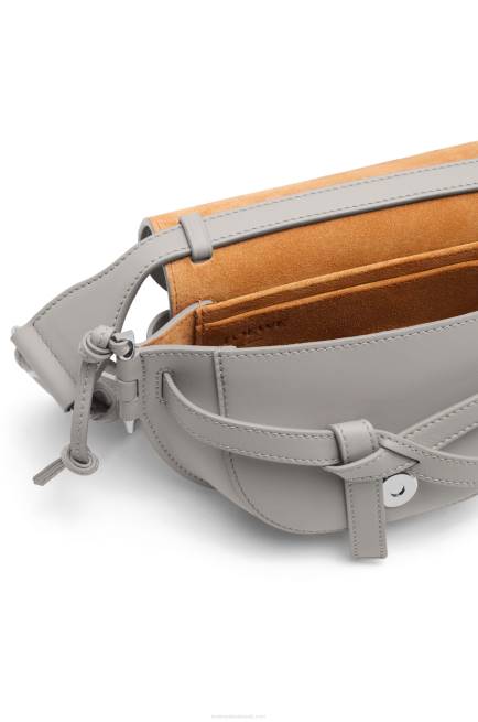Pearl Grey Mini Gate Dual bag in soft calfskin and jacquard Loewe 84PR195 Women