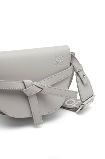 Pearl Grey Mini Gate Dual bag in soft calfskin and jacquard Loewe 84PR195 Women