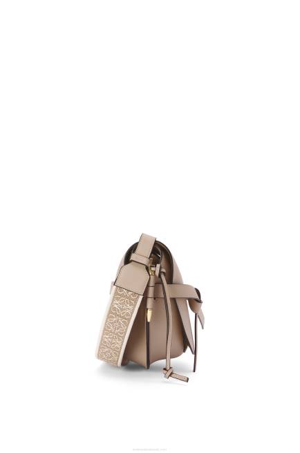 Sand Small Gate bag in soft calfskin and jacquard Loewe 84PR255 Women