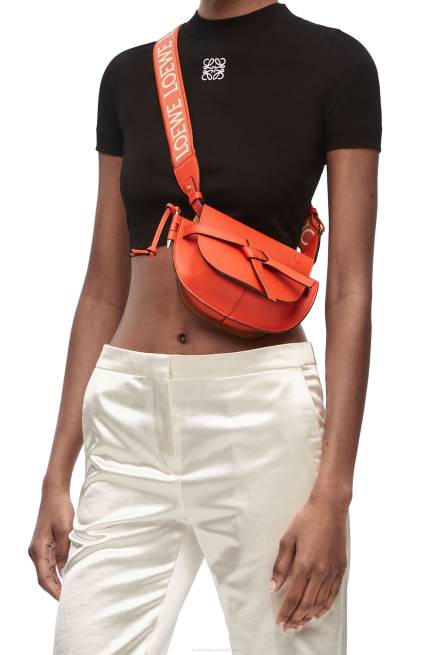 Sunrise Orange Mini Gate Dual bag in soft calfskin and jacquard Loewe 84PR212 Women