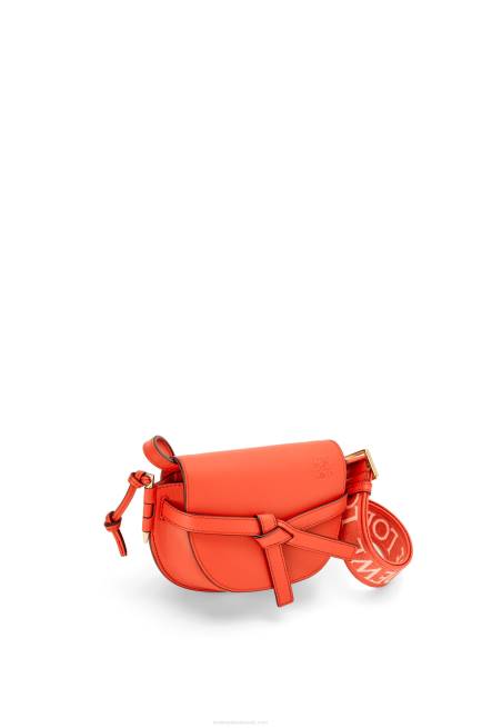 Sunrise Orange Mini Gate Dual bag in soft calfskin and jacquard Loewe 84PR212 Women