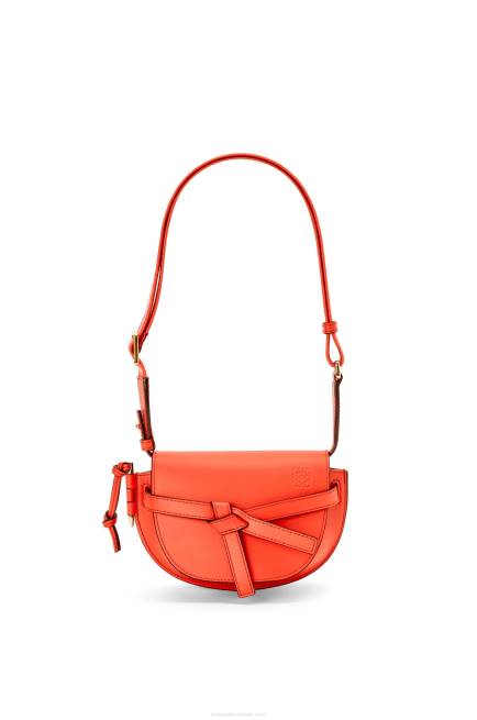 Sunrise Orange Mini Gate Dual bag in soft calfskin and jacquard Loewe 84PR212 Women