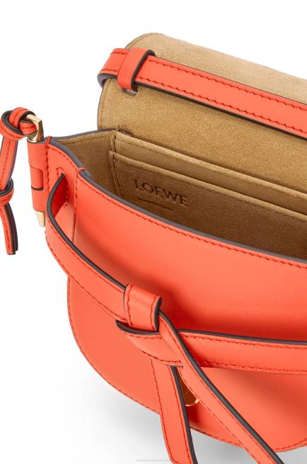 Sunrise Orange Mini Gate Dual bag in soft calfskin and jacquard Loewe 84PR212 Women