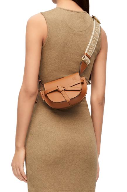 Tan Mini Gate Dual bag in soft calfskin and jacquard Loewe 84PR215 Women