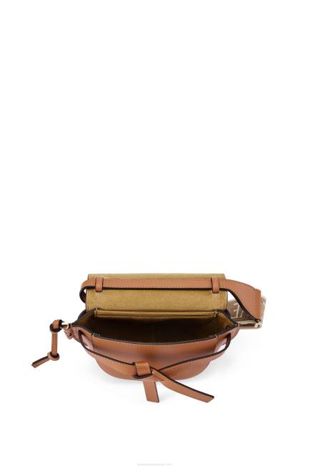 Tan Mini Gate Dual bag in soft calfskin and jacquard Loewe 84PR215 Women