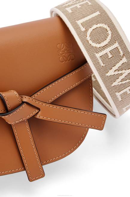 Tan Mini Gate Dual bag in soft calfskin and jacquard Loewe 84PR215 Women