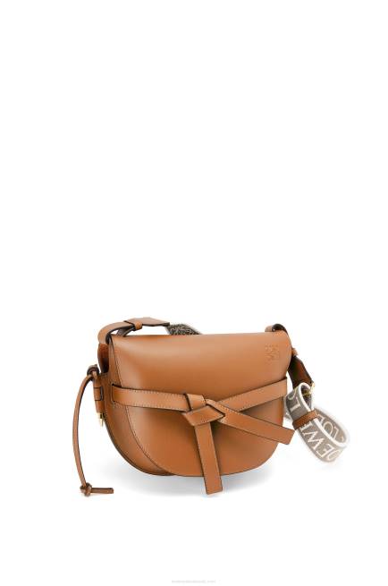 Tan Small Gate bag in soft calfskin and jacquard Loewe 84PR254 Women