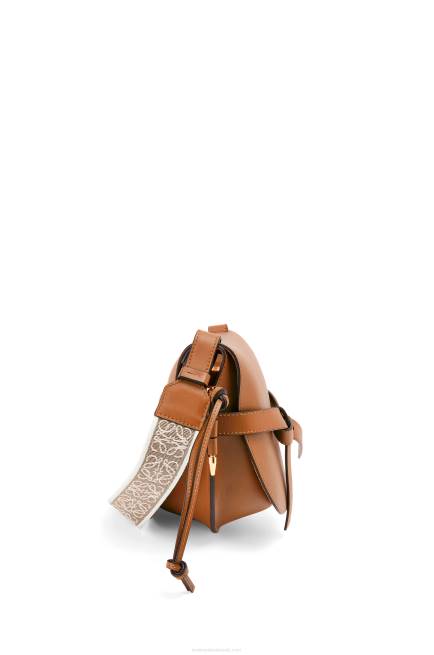Tan Small Gate bag in soft calfskin and jacquard Loewe 84PR254 Women