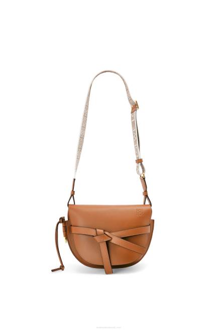 Tan Small Gate bag in soft calfskin and jacquard Loewe 84PR254 Women