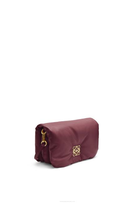 Burgundy Mini Puffer Goya bag in shiny nappa lambskin Loewe 84PR251 Women