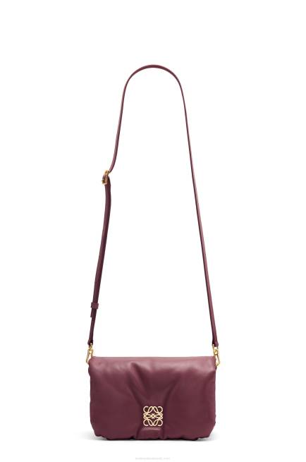 Burgundy Mini Puffer Goya bag in shiny nappa lambskin Loewe 84PR251 Women