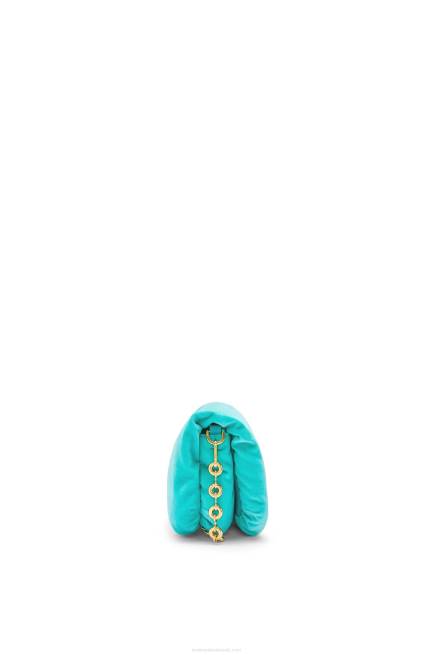 Caribbean Blue Mini Puffer Goya bag in velvet Loewe 84PR248 Women