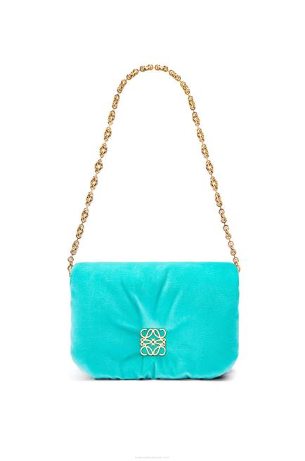 Caribbean Blue Mini Puffer Goya bag in velvet Loewe 84PR248 Women