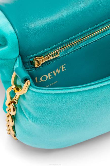 Caribbean Blue Mini Puffer Goya bag in velvet Loewe 84PR248 Women