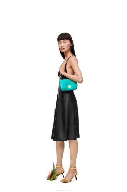 Caribbean Blue Mini Puffer Goya bag in velvet Loewe 84PR248 Women