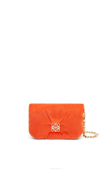 Coral Red Mini Puffer Goya bag in velvet Loewe 84PR249 Women