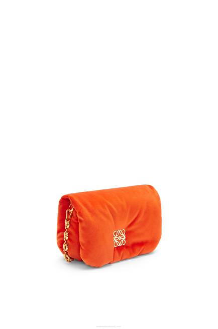 Coral Red Mini Puffer Goya bag in velvet Loewe 84PR249 Women