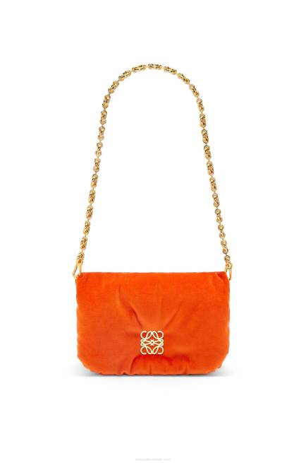 Coral Red Mini Puffer Goya bag in velvet Loewe 84PR249 Women
