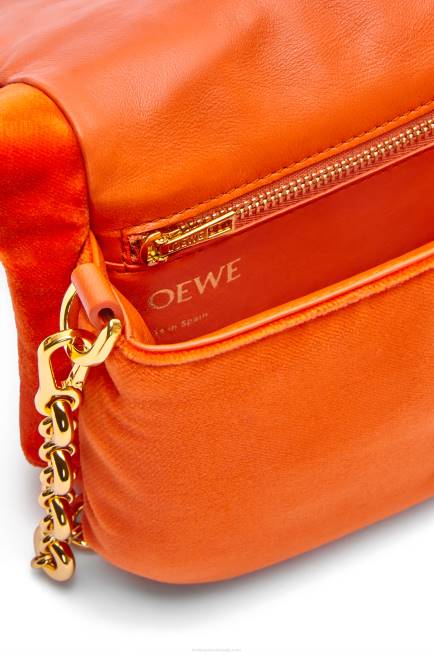 Coral Red Mini Puffer Goya bag in velvet Loewe 84PR249 Women