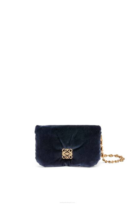 Dark Blue Mini Puffer Goya bag in velvet Loewe 84PR250 Women