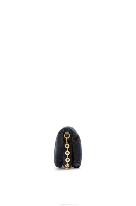 Dark Blue Mini Puffer Goya bag in velvet Loewe 84PR250 Women