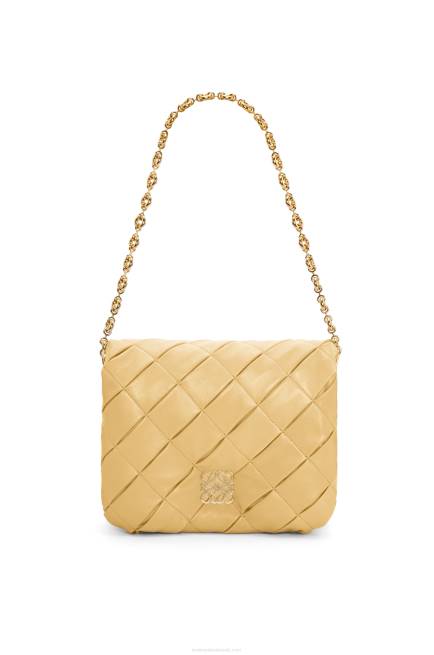 Dark Butter Puffer Goya in pleated shiny nappa lambskin Loewe 84PR381 Women