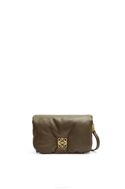 Dark Khaki Green Mini Puffer Goya bag in shiny nappa lambskin Loewe 84PR246 Women