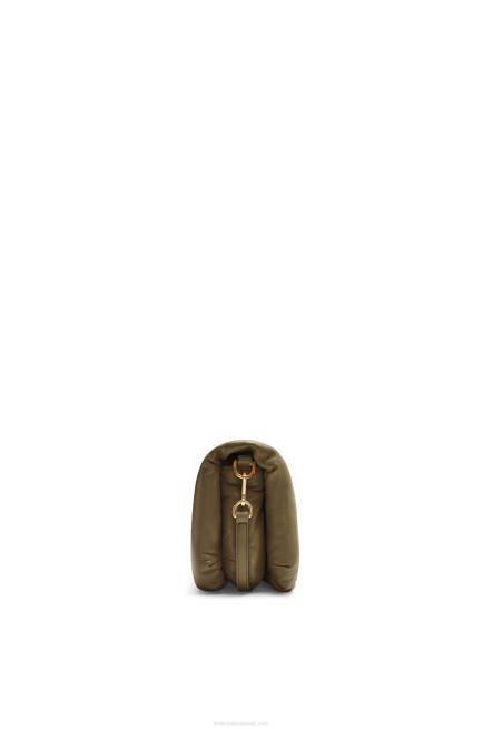 Dark Khaki Green Mini Puffer Goya bag in shiny nappa lambskin Loewe 84PR246 Women