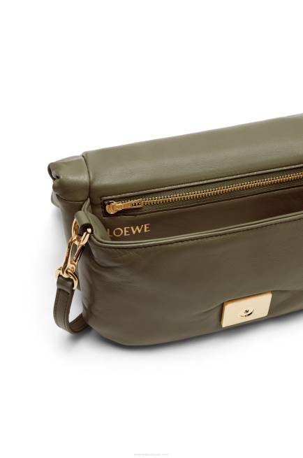 Dark Khaki Green Mini Puffer Goya bag in shiny nappa lambskin Loewe 84PR246 Women