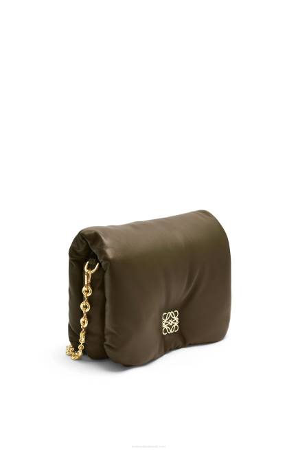 Dark Khaki Green Puffer Goya bag in shiny nappa lambskin Loewe 84PR465 Women