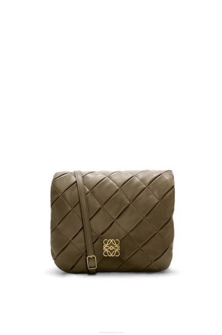 Dark Khaki Green Puffer Goya in pleated shiny nappa lambskin Loewe 84PR382 Women