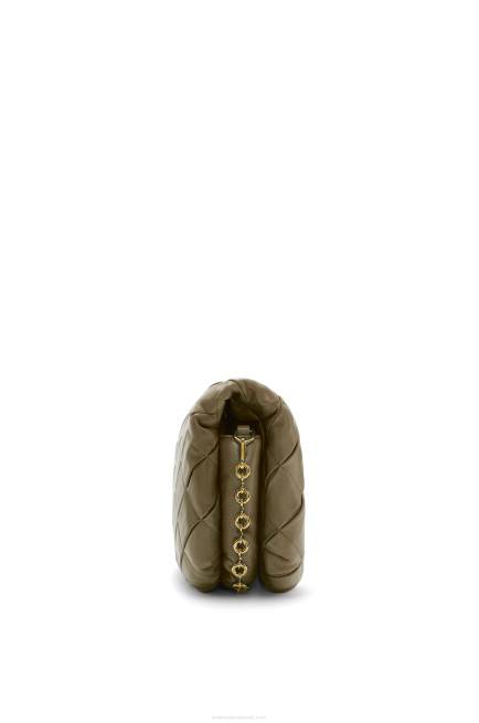Dark Khaki Green Puffer Goya in pleated shiny nappa lambskin Loewe 84PR382 Women