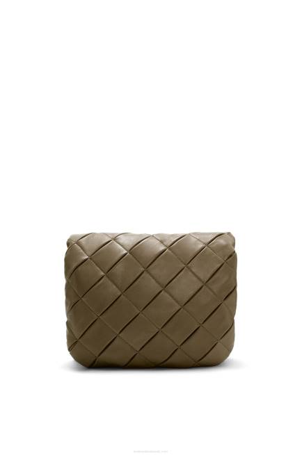 Dark Khaki Green Puffer Goya in pleated shiny nappa lambskin Loewe 84PR382 Women