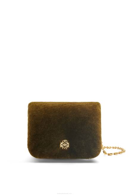 Khaki Green Puffer Goya bag in shearling Loewe 84PR468 Women