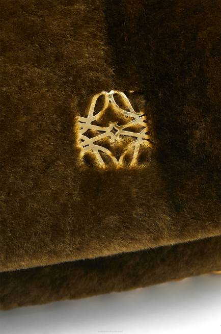 Khaki Green Puffer Goya bag in shearling Loewe 84PR468 Women