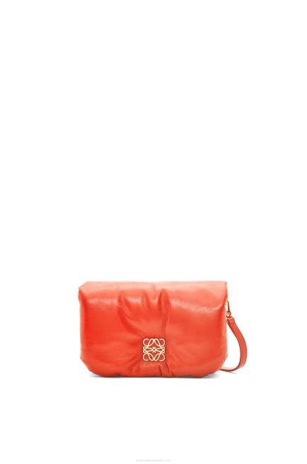 Sunrise Orange Mini Puffer Goya bag in shiny nappa lambskin Loewe 84PR326 Women