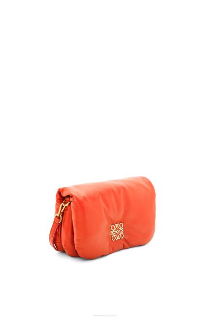 Sunrise Orange Mini Puffer Goya bag in shiny nappa lambskin Loewe 84PR326 Women