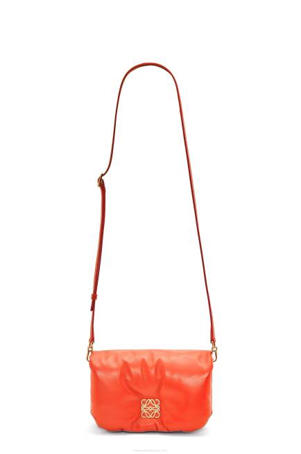 Sunrise Orange Mini Puffer Goya bag in shiny nappa lambskin Loewe 84PR326 Women