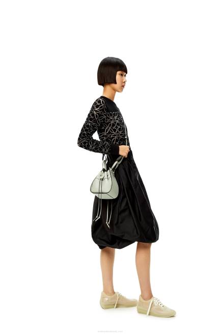 Ash Grey Mini Hammock drawstring in classic calfskin Loewe 84PR290 Women