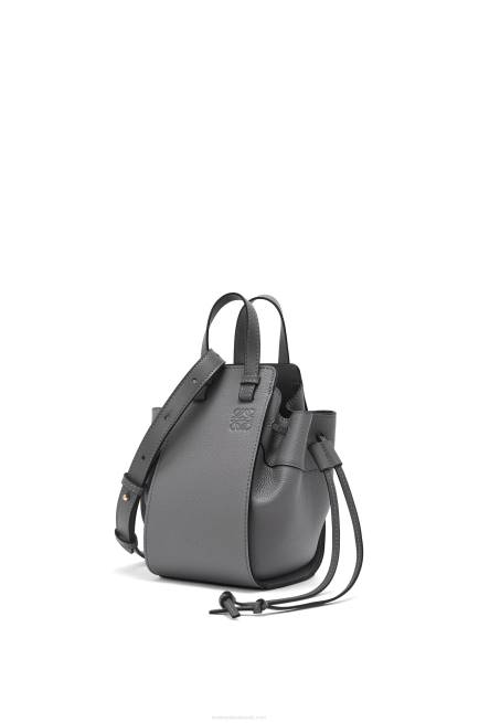 Asphalt Grey Mini Hammock drawstring in soft grained calfskin Loewe 84PR252 Women