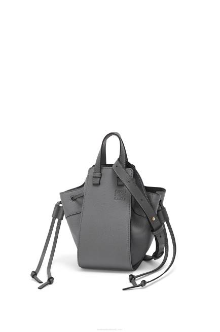Asphalt Grey Mini Hammock drawstring in soft grained calfskin Loewe 84PR252 Women