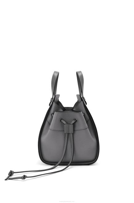 Asphalt Grey Mini Hammock drawstring in soft grained calfskin Loewe 84PR252 Women