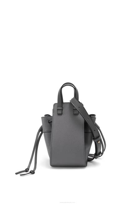 Asphalt Grey Mini Hammock drawstring in soft grained calfskin Loewe 84PR252 Women